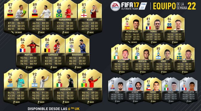 FIFA17 TEAM OF THE WEEK 22